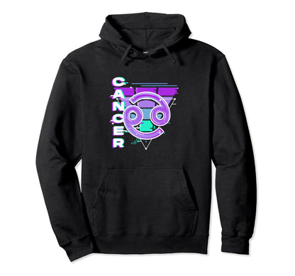 Cancer Zodiac Sign Vaporwave Hoodie - Casual Everyday Wear Unisex - T-Shirt, Sweatshirt, Hoodie