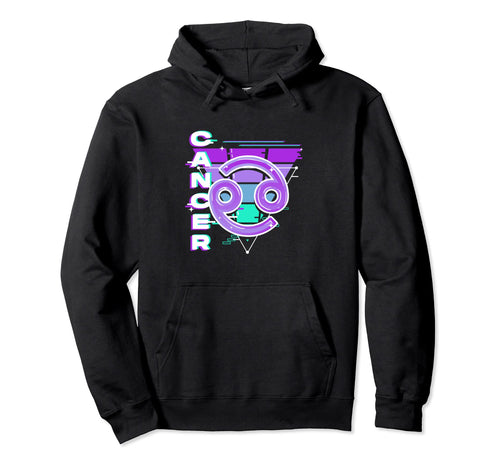 Cancer Zodiac Sign Vaporwave Hoodie - Casual Everyday Wear Unisex - T-Shirt, Sweatshirt, Hoodie
