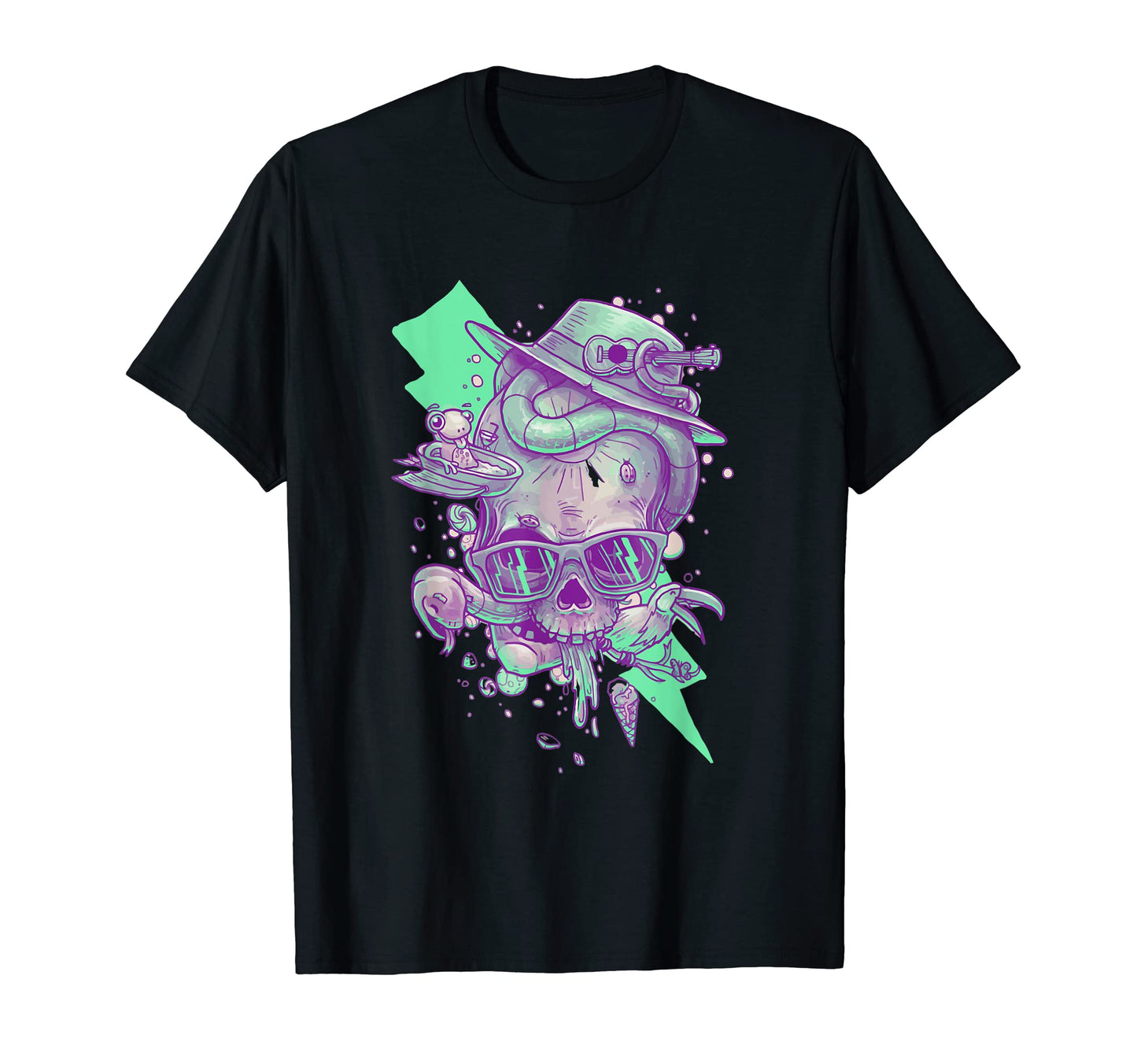 Vaporwave Skull Halloween Aesthetic T-Shirt - Novelty Apparel for Adults - T-Shirt, Sweatshirt, Hoodie