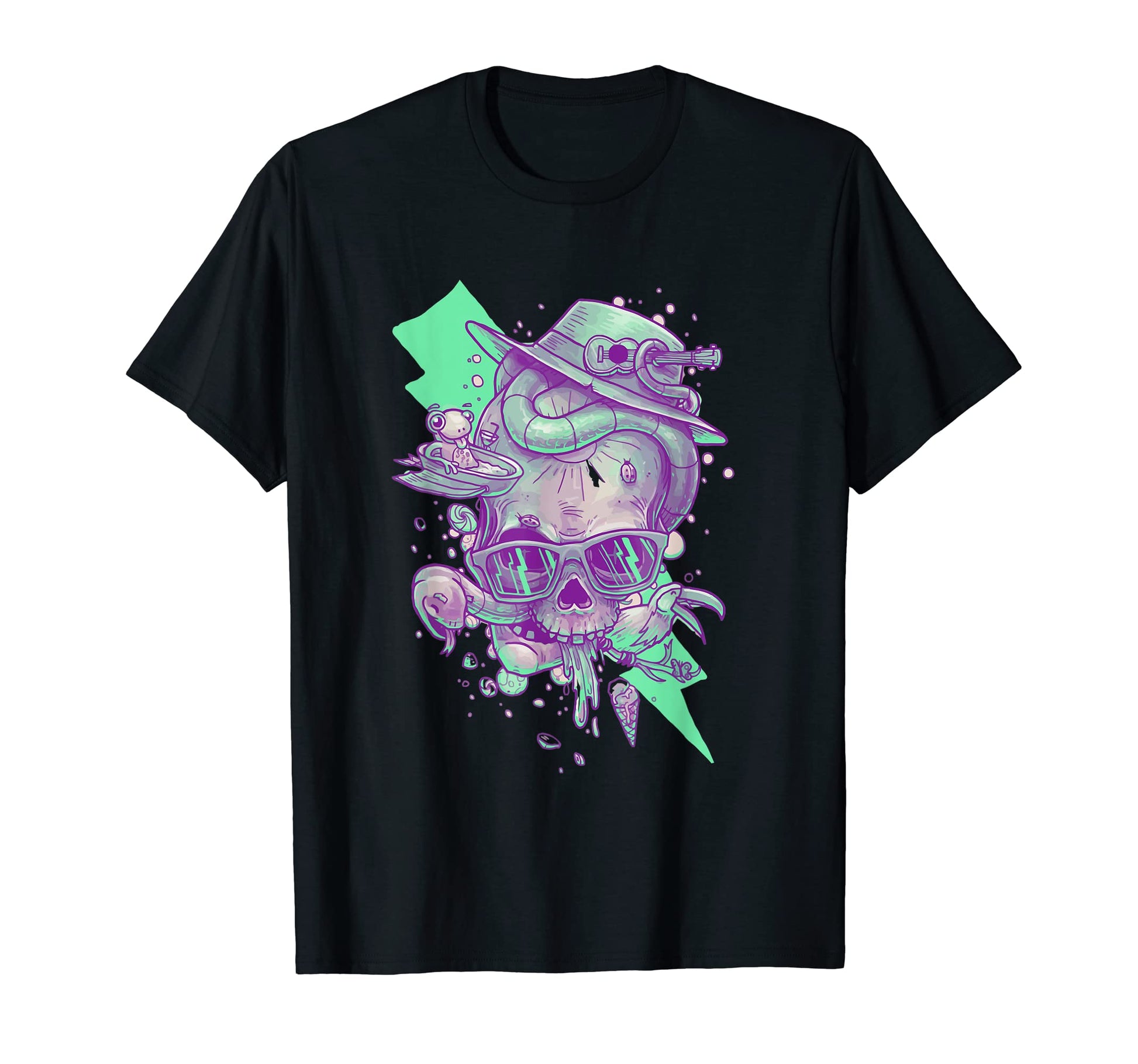 Vaporwave Skull Halloween Aesthetic T-Shirt - Novelty Apparel for Adults - T-Shirt, Sweatshirt, Hoodie