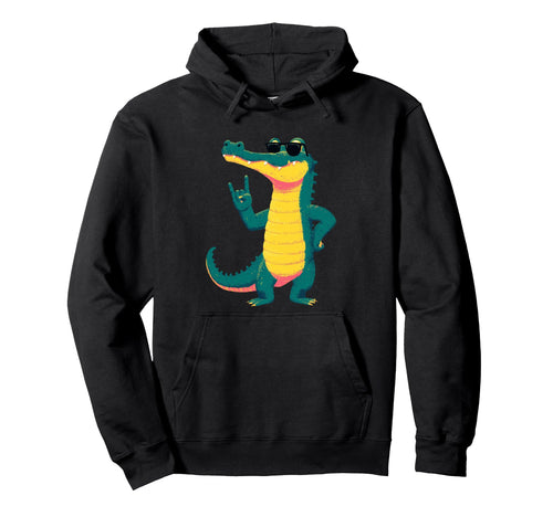 Crocodile Funny Reptile Rock Hoodie - Streetwear Style Men Women - T-Shirt, Sweatshirt, Hoodie