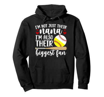 Their Biggest Fan Softball Baseball Nana Hoodie - Custom Art Print Unisex - T-Shirt, Sweatshirt, Hoodie