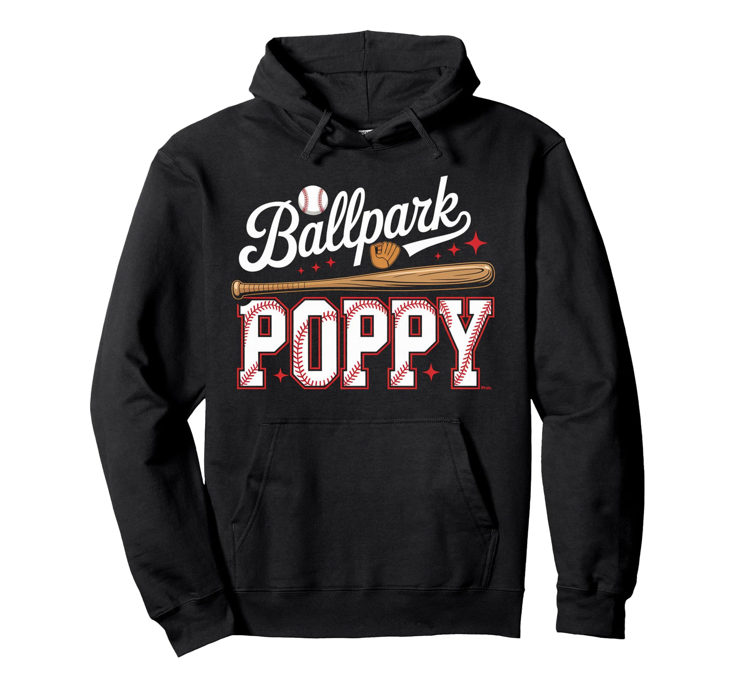 Ballpark Poppy Softball Grandpa Ball Hoodie - Streetwear Style for Adults - T-Shirt, Sweatshirt, Hoodie