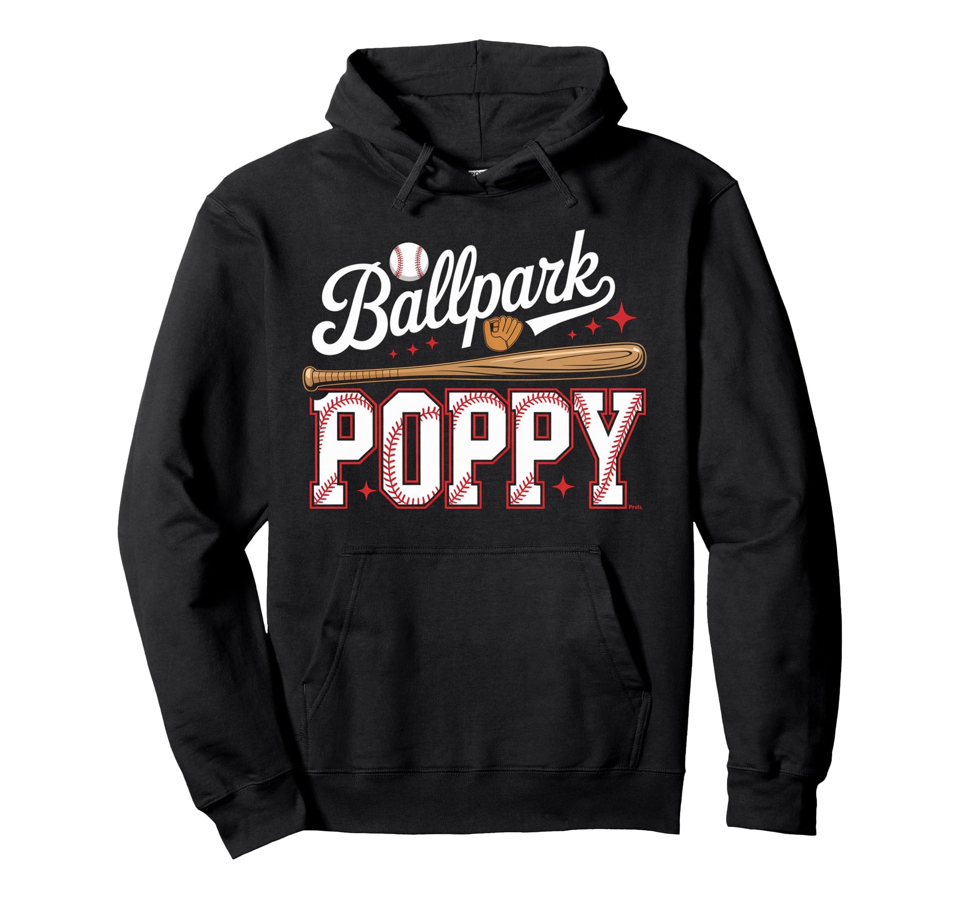 Ballpark Poppy Softball Grandpa Ball Hoodie - Streetwear Style for Adults - T-Shirt, Sweatshirt, Hoodie