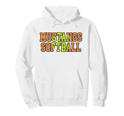 Mustangs Softball Mom Orange Mustang Hoodie - Custom Art Print Men Women - T-Shirt, Sweatshirt, Hoodie