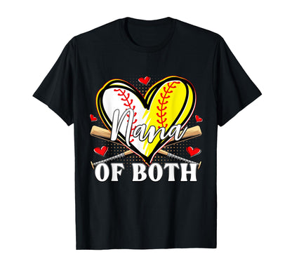 Nana Both Baseball Softball Grandma T-Shirt - Custom Art Print Men Women - T-Shirt, Sweatshirt, Hoodie