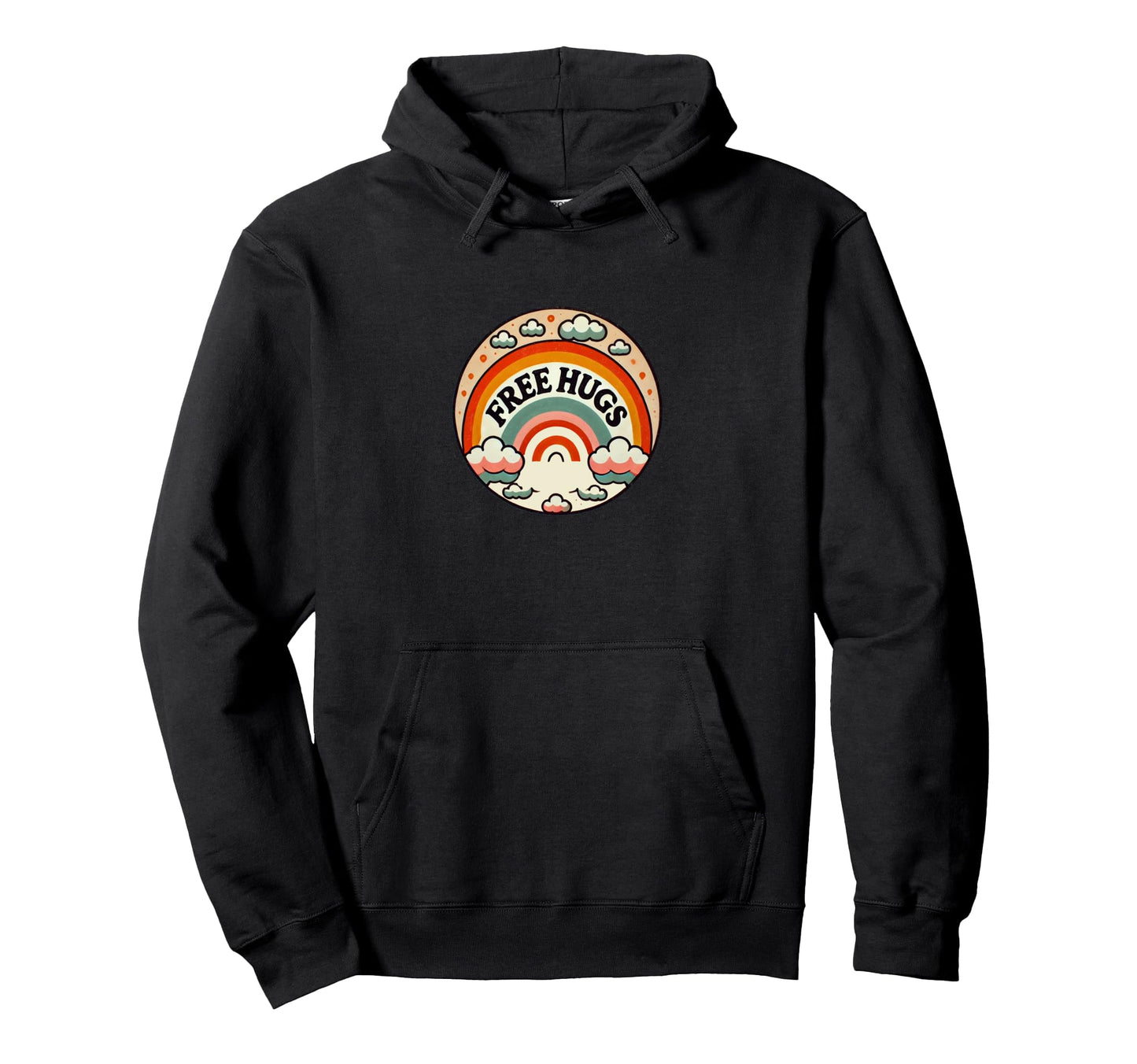 Free Hugs Rainbow Illustration Huggers Hoodie - Aesthetic Graphic Unisex - T-Shirt, Sweatshirt, Hoodie