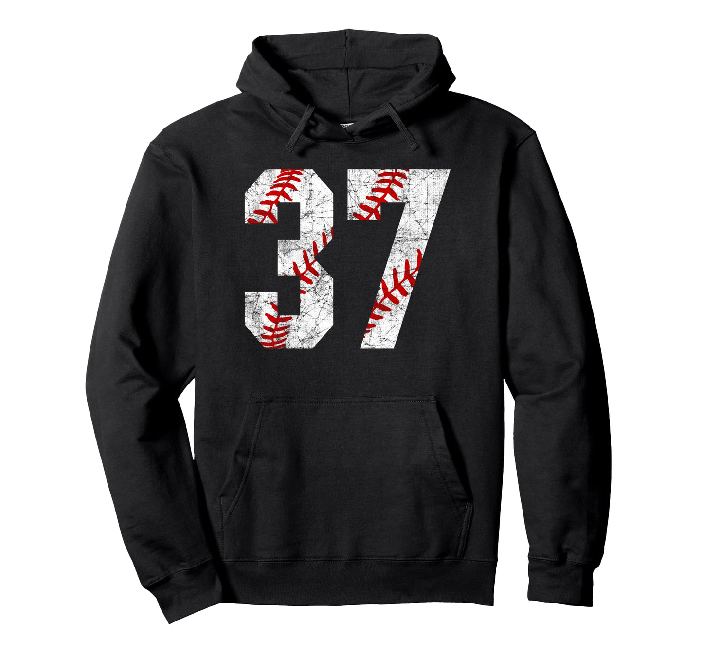 Distressed Baseball Number 37 Jersey Hoodie - Casual Everyday Wear Unisex - T-Shirt, Sweatshirt, Hoodie