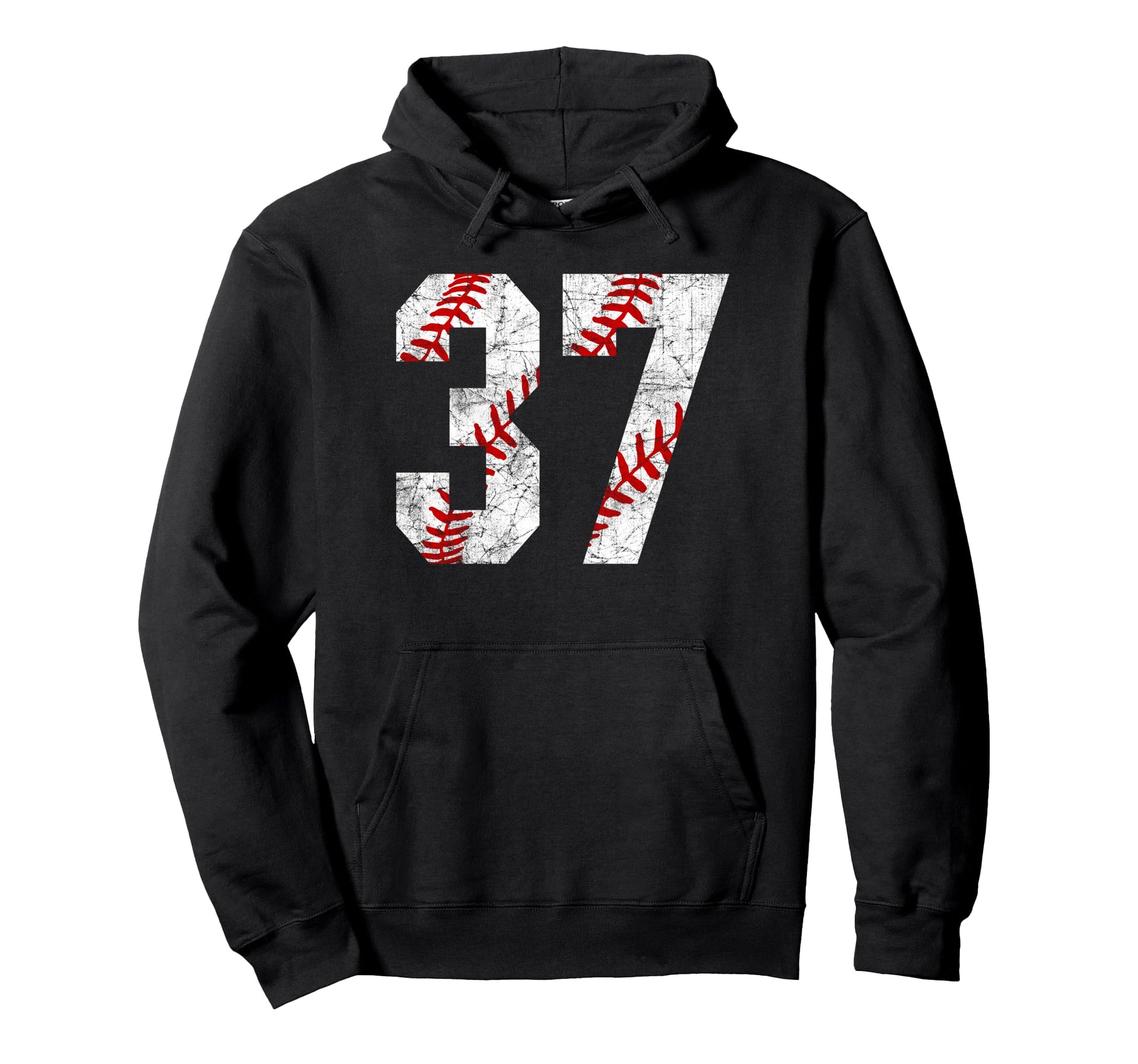 Distressed Baseball Number 37 Jersey Hoodie - Casual Everyday Wear Unisex - T-Shirt, Sweatshirt, Hoodie