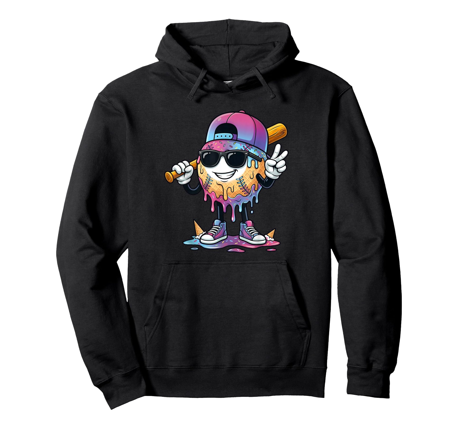 Baseball Drip Ice Cream Drip Baseball Hoodie - Aesthetic Graphic Men Women - T-Shirt, Sweatshirt, Hoodie