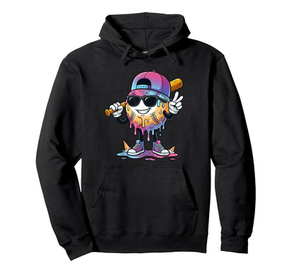 Baseball Drip Ice Cream Drip Baseball Hoodie - Aesthetic Graphic Men Women - T-Shirt, Sweatshirt, Hoodie