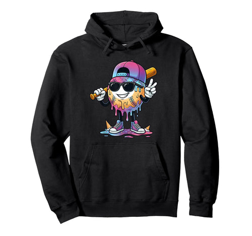 Baseball Drip Ice Cream Drip Baseball Hoodie - Aesthetic Graphic Men Women - T-Shirt, Sweatshirt, Hoodie