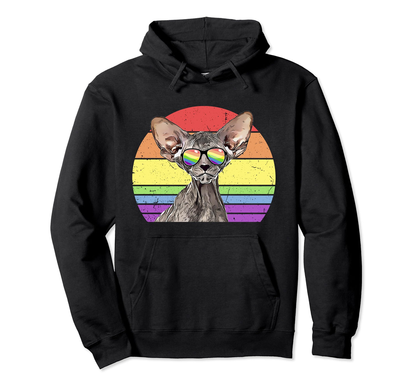 Lgbtq Peterbald Cat Rainbow Love Pride Hoodie - Trendy Graphic Unisex - T-Shirt, Sweatshirt, Hoodie