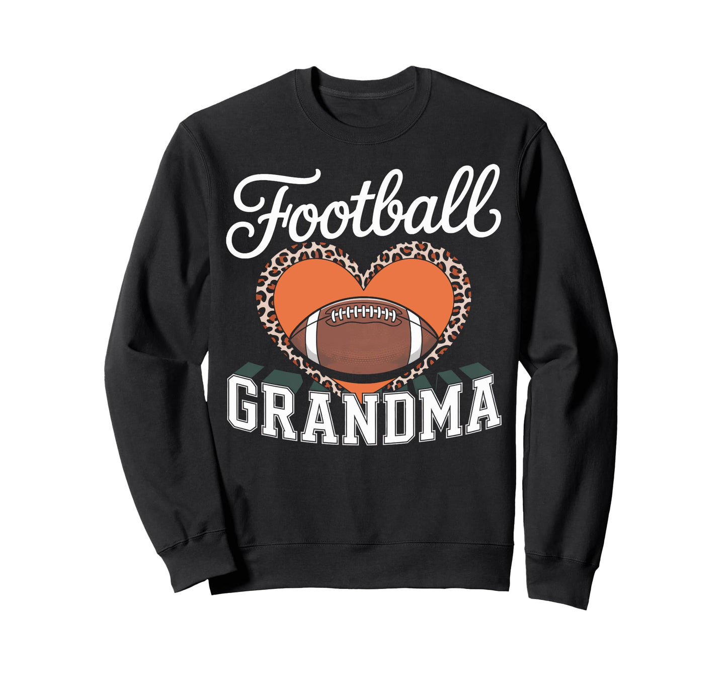 Football Grandma Heart Leopard Sweatshirt - Casual Everyday Wear Men Women - T-Shirt, Sweatshirt, Hoodie