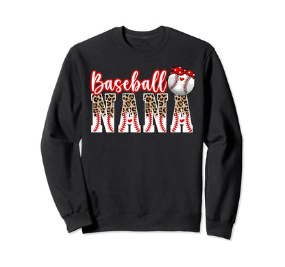 Baseball Nana Leopard Grandma Nana Sweatshirt - Novelty Apparel Unisex - T-Shirt, Sweatshirt, Hoodie