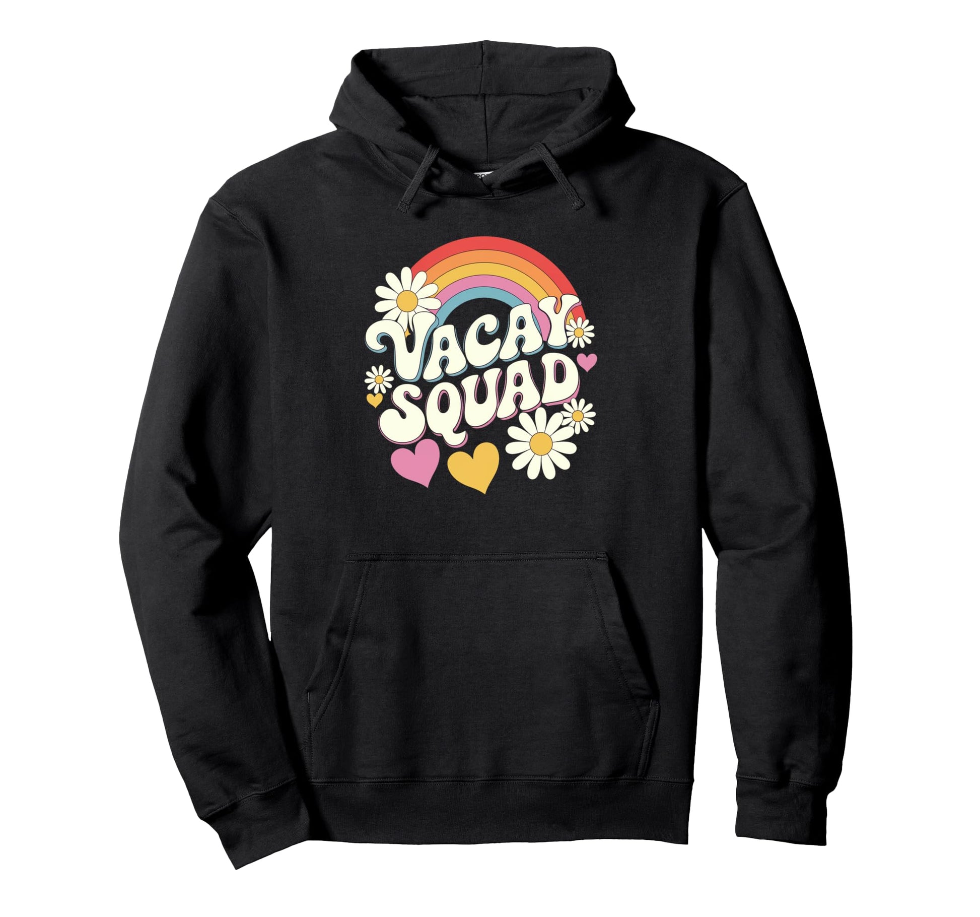 Vacay Squad Groovy Matching Travel Reunion Hoodie - Novelty Apparel Unisex - T-Shirt, Sweatshirt, Hoodie
