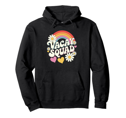 Vacay Squad Groovy Matching Travel Reunion Hoodie - Novelty Apparel Unisex - T-Shirt, Sweatshirt, Hoodie