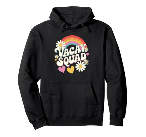 Vacay Squad Groovy Matching Travel Reunion Hoodie - Novelty Apparel Unisex - T-Shirt, Sweatshirt, Hoodie