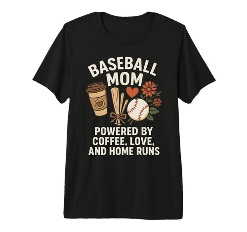 Baseball Mom Coffee Love Home Runs T-Shirt - Streetwear Style for Adults - T-Shirt, Sweatshirt, Hoodie