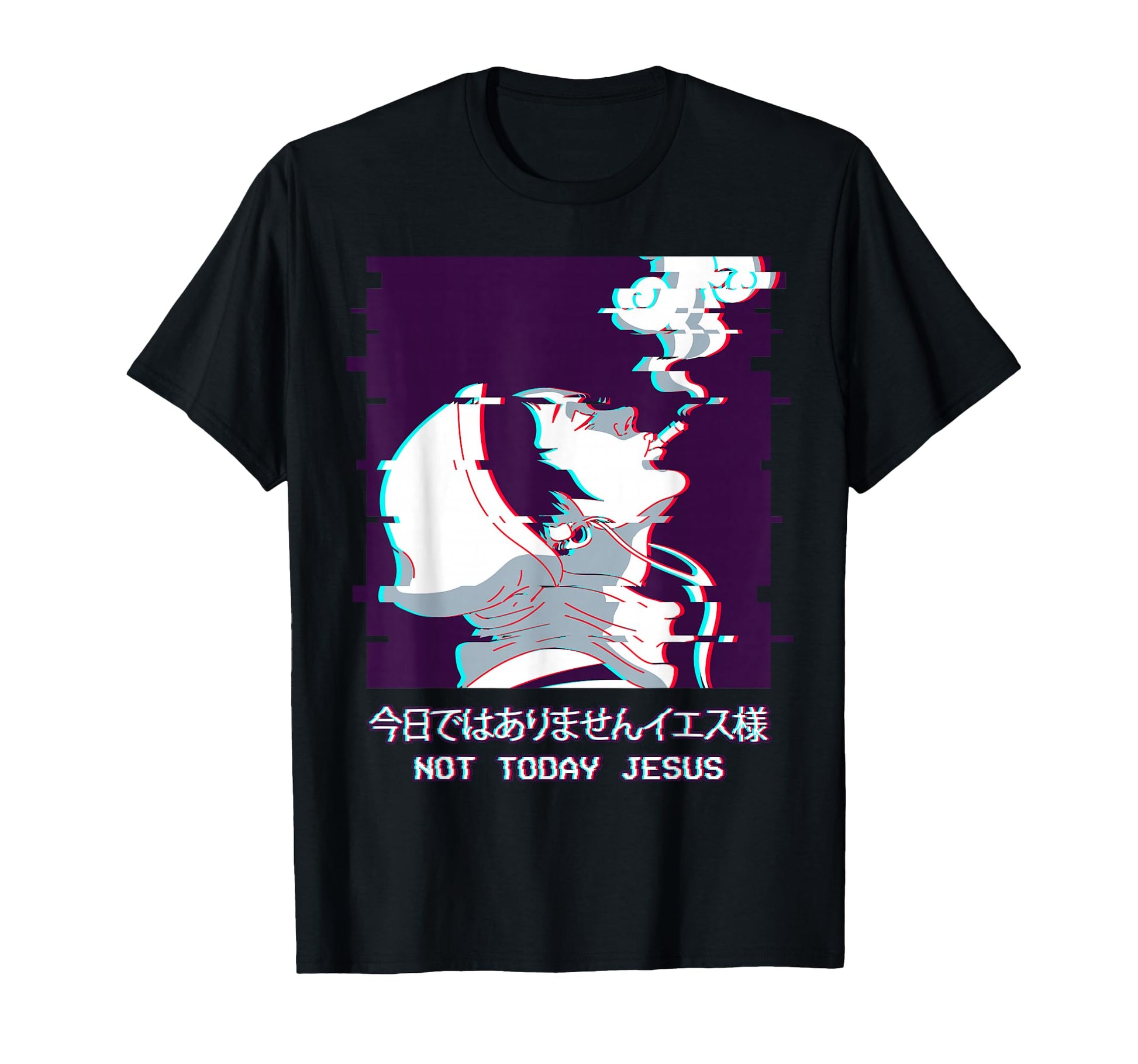 Not Today Jesus Edgy Anime Vaporwave T-Shirt - Unique Graphic Unisex - T-Shirt, Sweatshirt, Hoodie