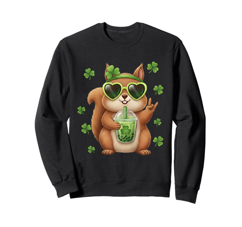 Squirrel St Patricks Day Shamrock Sweatshirt - Streetwear Style Men Women - T-Shirt, Sweatshirt, Hoodie
