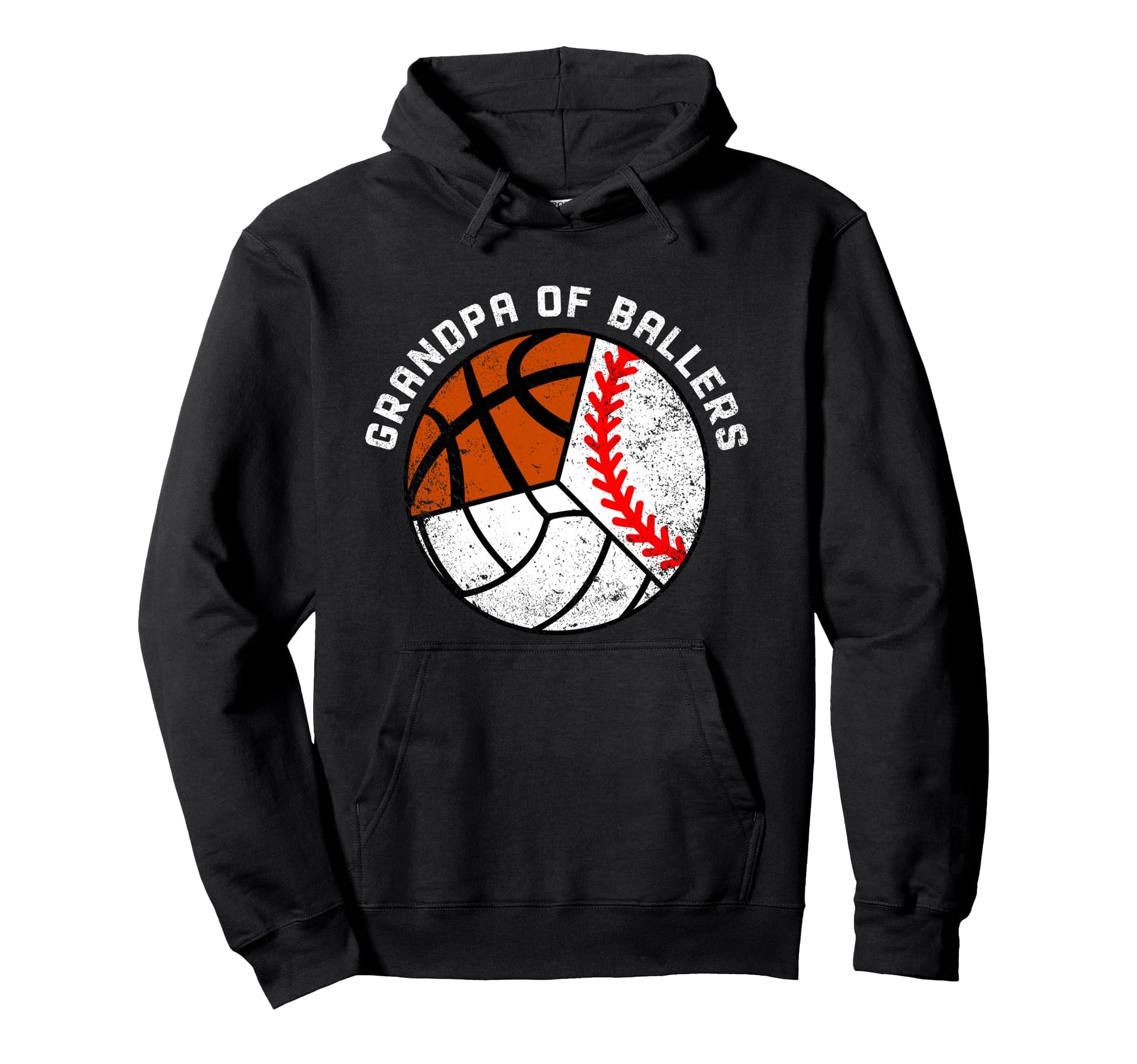Grandpa Ballers Funny Baseball Volleyball Hoodie - Minimalist Print Unisex - T-Shirt, Sweatshirt, Hoodie