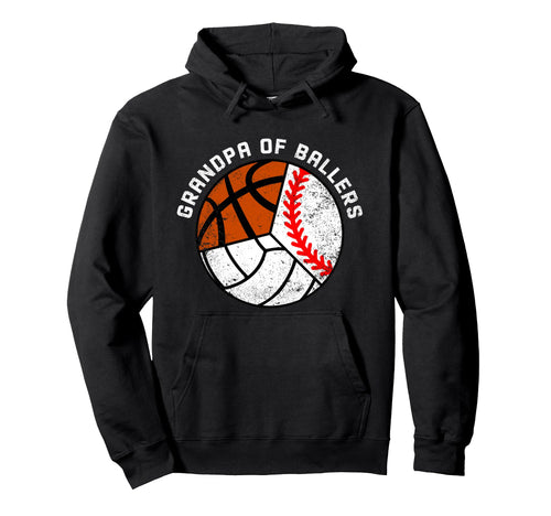 Grandpa Ballers Funny Baseball Volleyball Hoodie - Minimalist Print Unisex - T-Shirt, Sweatshirt, Hoodie