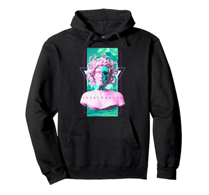 Vaporwave Medusa Statue Skull Hoodie - Casual Everyday Wear Unisex - T-Shirt, Sweatshirt, Hoodie