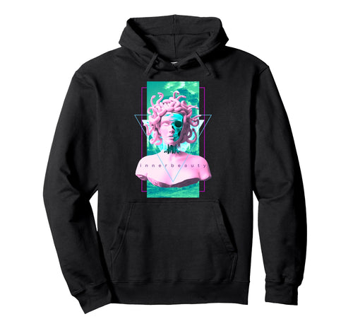 Vaporwave Medusa Statue Skull Hoodie - Casual Everyday Wear Unisex - T-Shirt, Sweatshirt, Hoodie