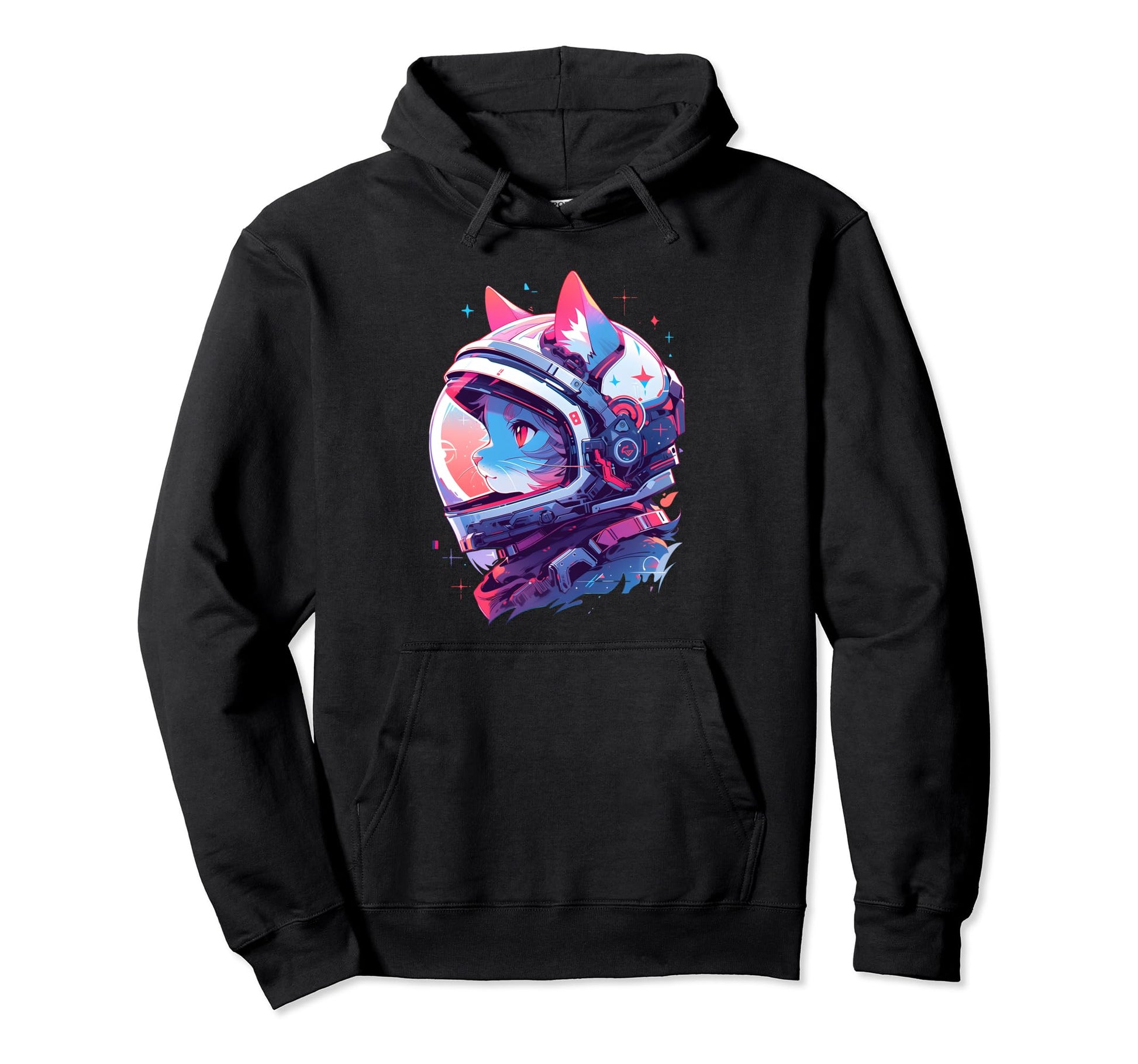 80S 90S Aesthetic Vaporwave Space Cat Hoodie - Minimalist Print Men Women - T-Shirt, Sweatshirt, Hoodie