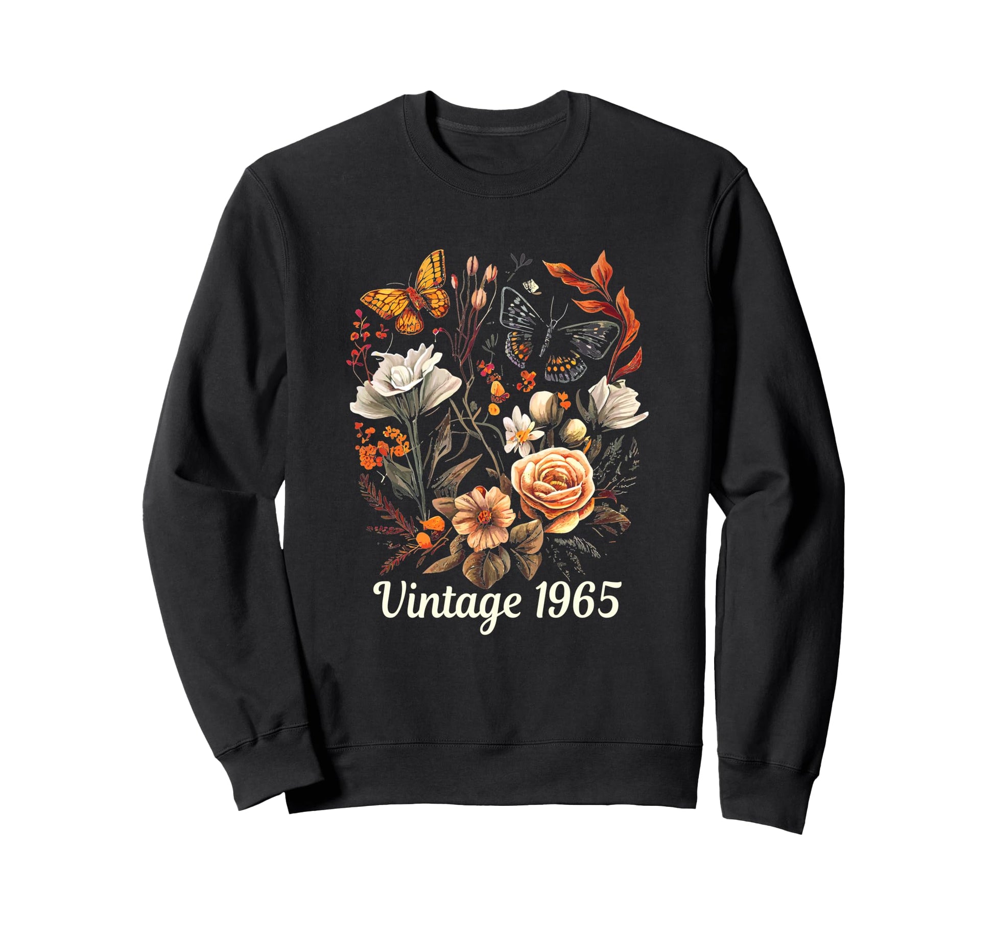 1965 Boho Rose Floral Flower Sweatshirt - Fun Novelty Design Men Women - T-Shirt, Sweatshirt, Hoodie