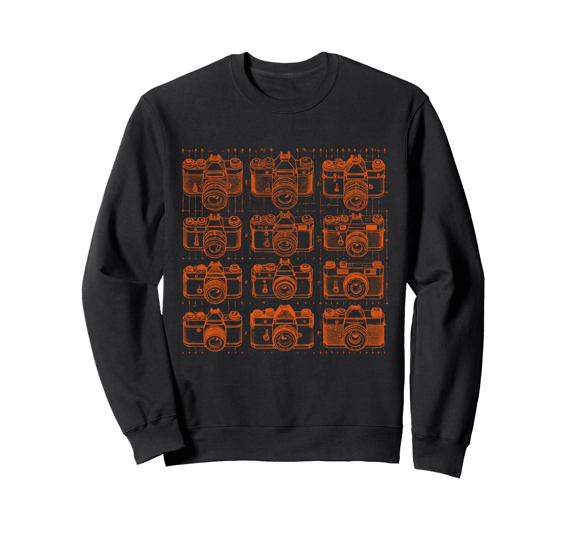 Camera Grid Orange Sweatshirt - Novelty Apparel Men Women - T-Shirt, Sweatshirt, Hoodie