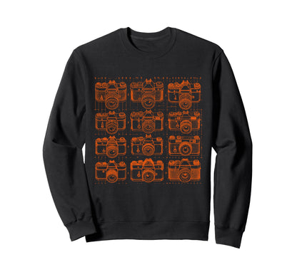 Camera Grid Orange Sweatshirt - Novelty Apparel Men Women - T-Shirt, Sweatshirt, Hoodie