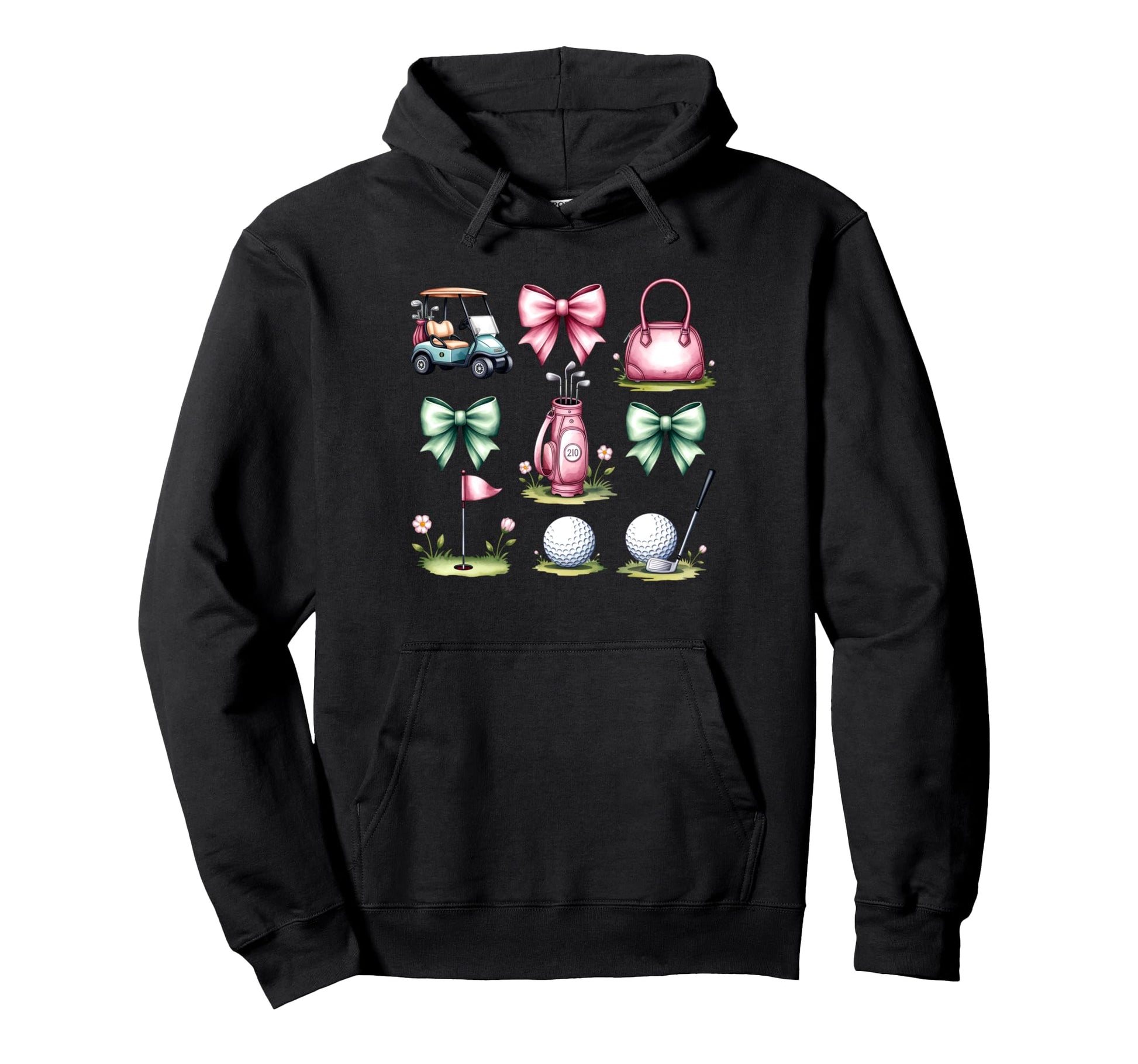 Golf Coquette Bow Golf Ball Mom Game Day Hoodie - Trendy Graphic Unisex - T-Shirt, Sweatshirt, Hoodie