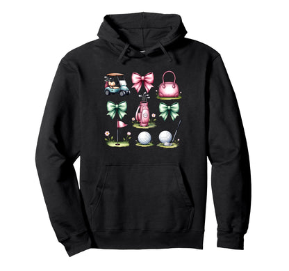 Golf Coquette Bow Golf Ball Mom Game Day Hoodie - Trendy Graphic Unisex - T-Shirt, Sweatshirt, Hoodie