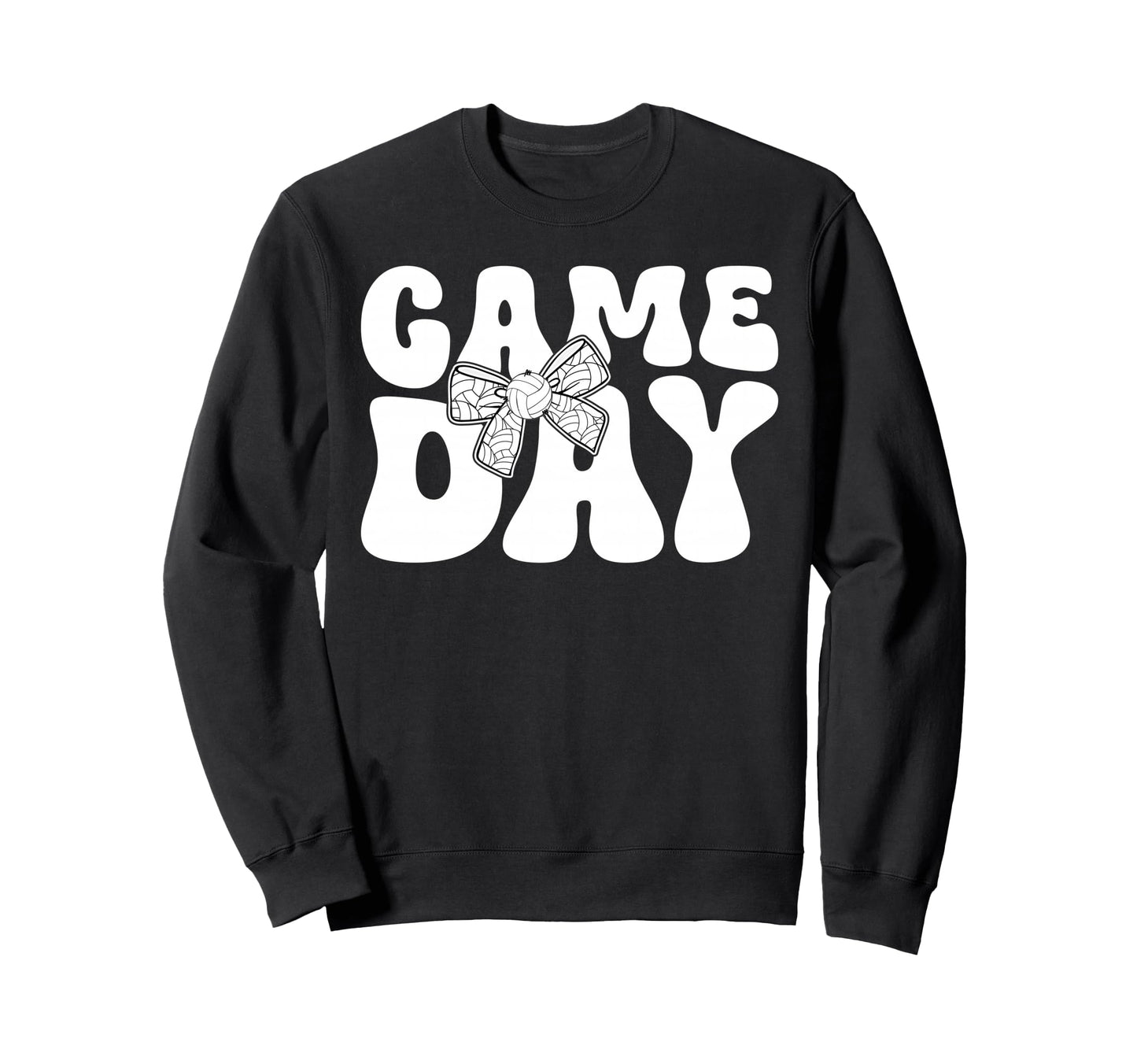 Groovy Volleyball Game Day Bow Sweatshirt - Casual Everyday Wear Men Women - T-Shirt, Sweatshirt, Hoodie