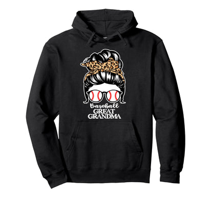 Baseball Great Grandma Messy Bun Hair Hoodie - Aesthetic Graphic Unisex - T-Shirt, Sweatshirt, Hoodie