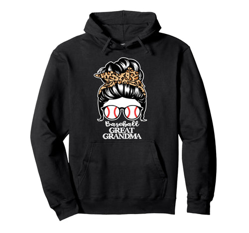 Baseball Great Grandma Messy Bun Hair Hoodie - Aesthetic Graphic Unisex - T-Shirt, Sweatshirt, Hoodie