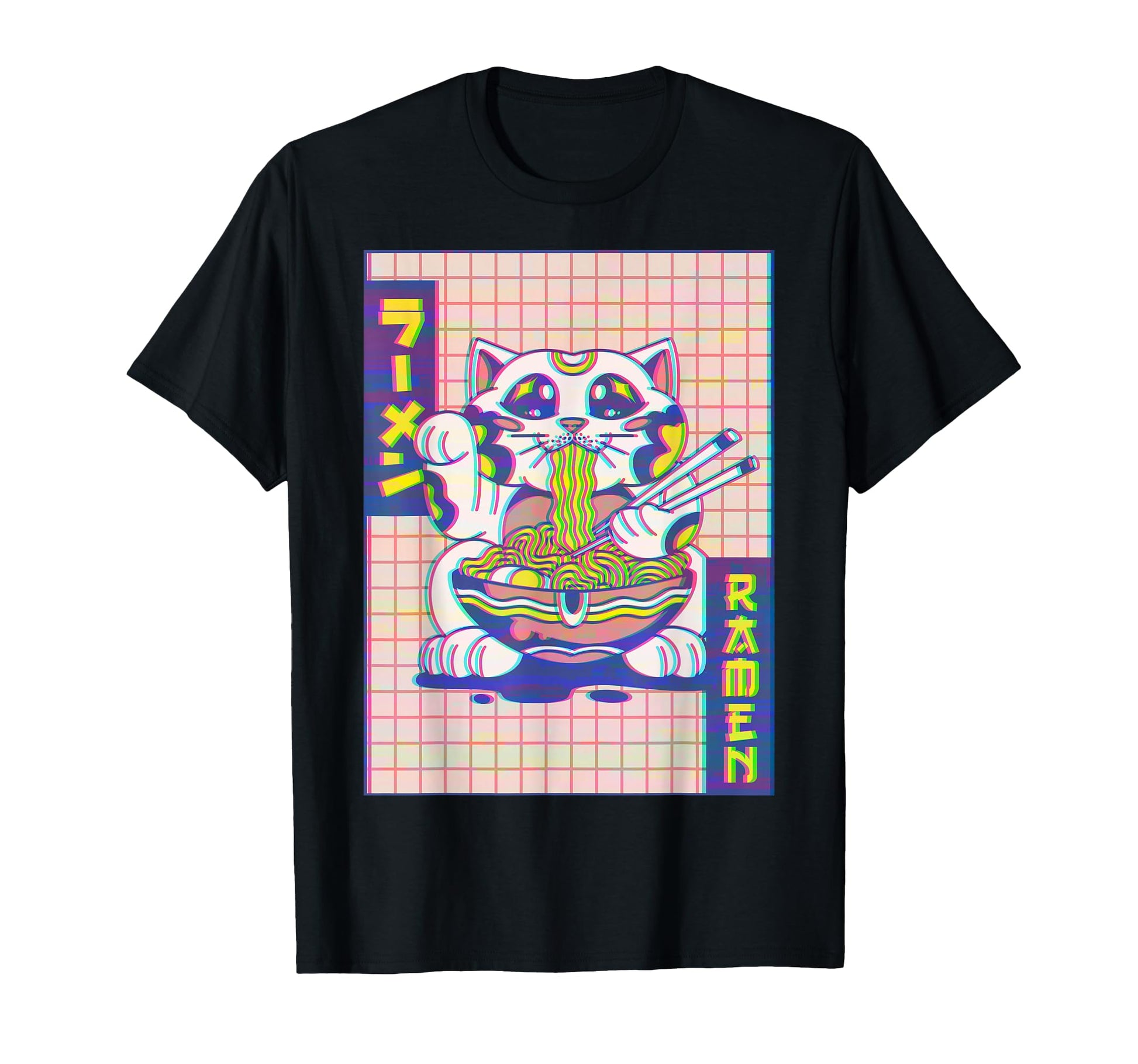Maneki Neko Cat Ramen Vaporwave T-Shirt - Novelty Apparel Men Women - T-Shirt, Sweatshirt, Hoodie