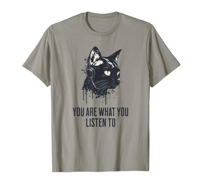 You Are What You Listen To Cat Y2K Grunge T-Shirt - Novelty Apparel Unisex - T-Shirt, Sweatshirt, Hoodie
