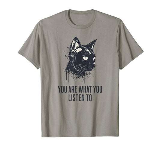 You Are What You Listen To Cat Y2K Grunge T-Shirt - Novelty Apparel Unisex - T-Shirt, Sweatshirt, Hoodie