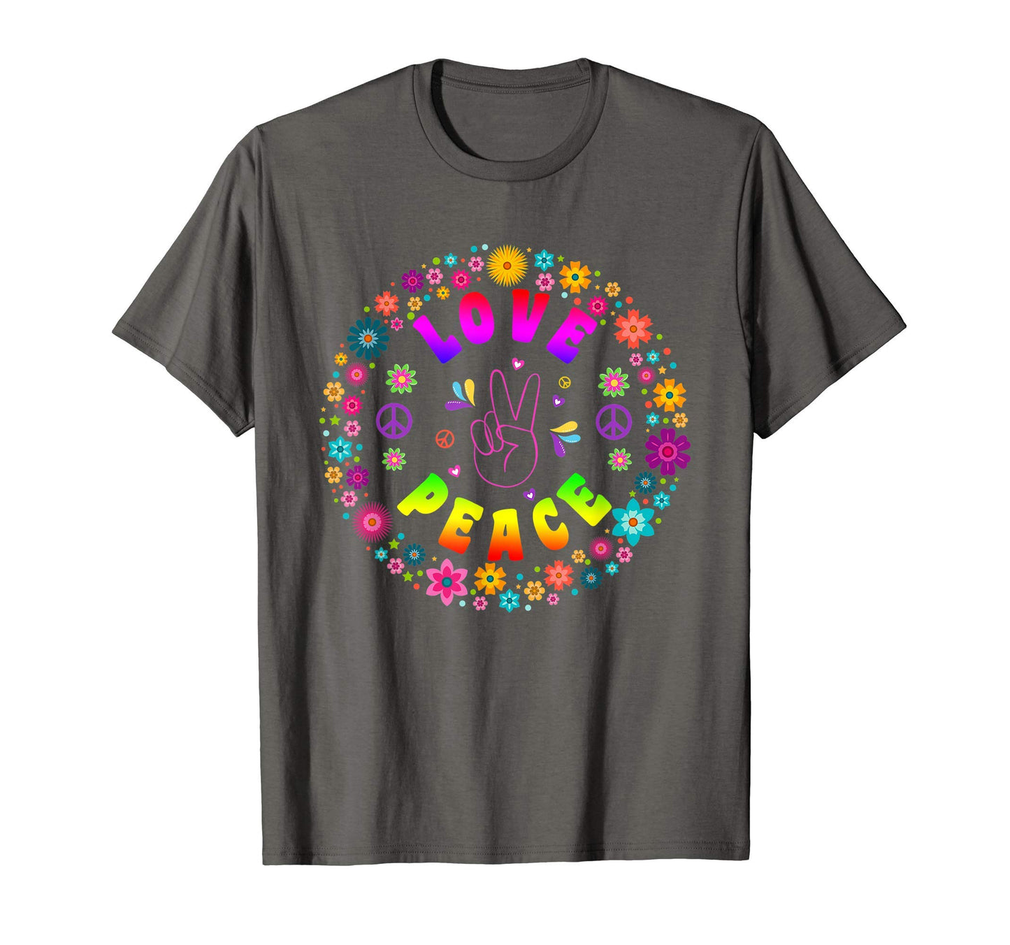 Peace Sign Love 60S 70S Hippie Costume T-Shirt - Trendy Graphic for Adults - T-Shirt, Sweatshirt, Hoodie