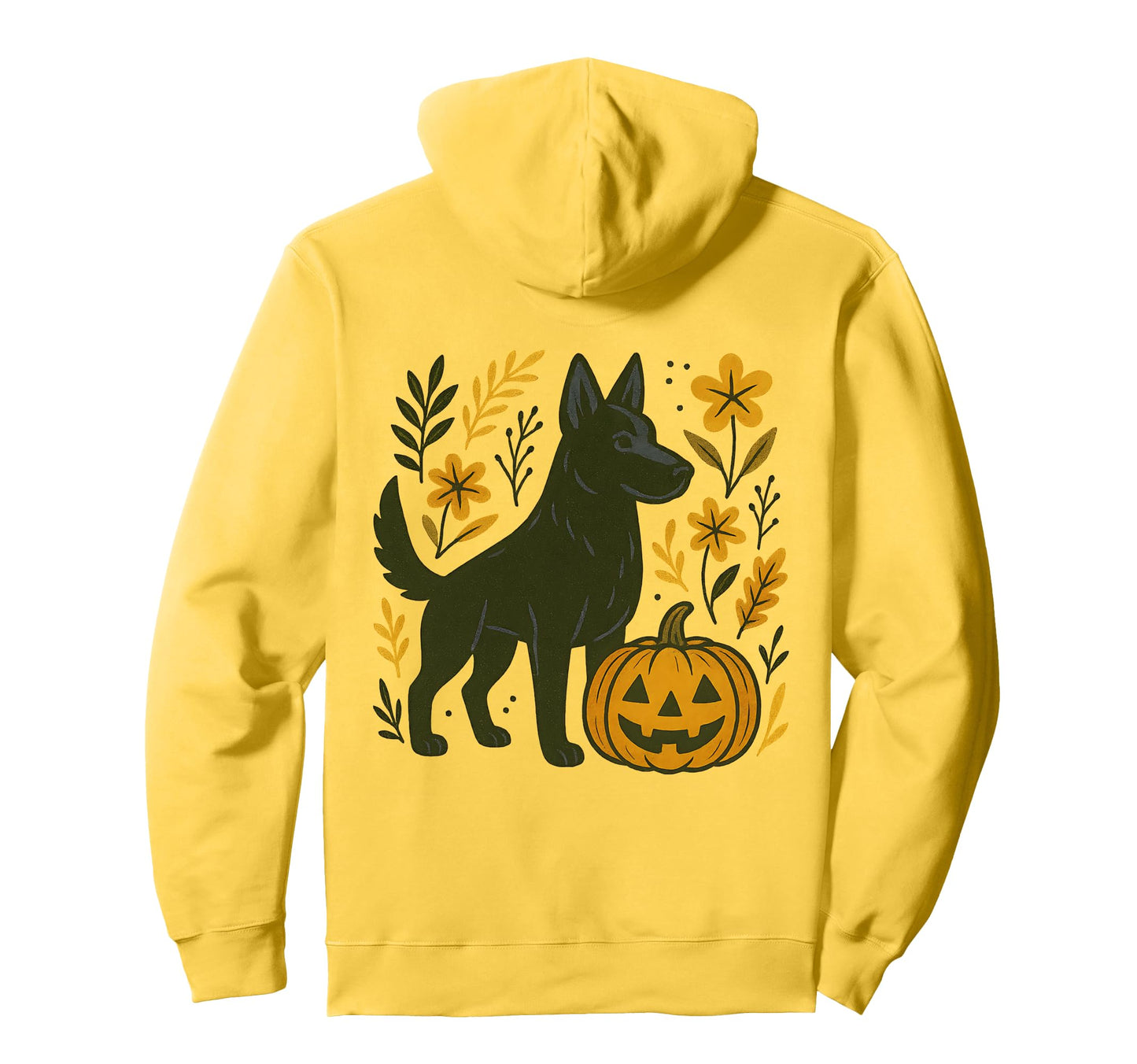Black German Shepherd Halloween Pumpkin Hoodie - Aesthetic Graphic Unisex - T-Shirt, Sweatshirt, Hoodie