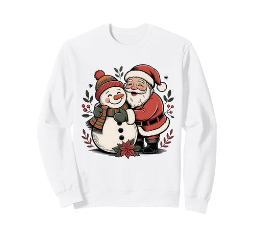 Snowman Santa Winter Boho Floral Sweatshirt - Graphic Print Unisex - T-Shirt, Sweatshirt, Hoodie