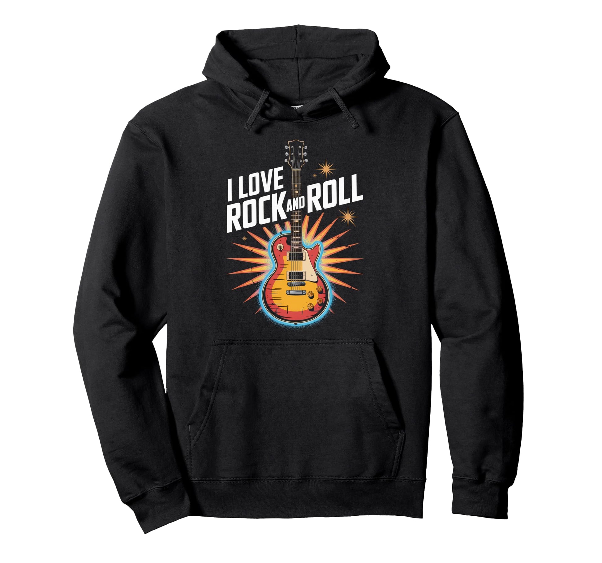 I Love Rock And Roll Guitar Hoodie - Aesthetic Graphic for Adults - T-Shirt, Sweatshirt, Hoodie