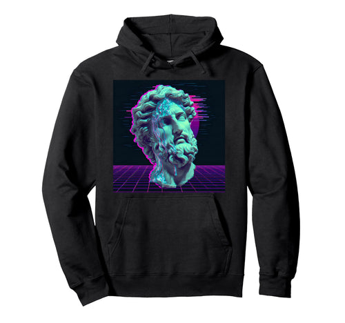 Vaporwave Glitch Art Melting Bust Hoodie - Novelty Apparel for Adults - T-Shirt, Sweatshirt, Hoodie