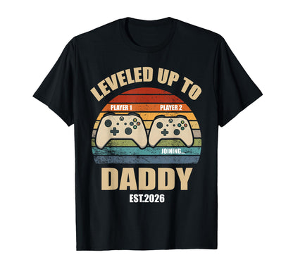 Leveled Up To Daddy Sunset Gamer Gaming T-Shirt - Novelty Apparel Unisex - T-Shirt, Sweatshirt, Hoodie