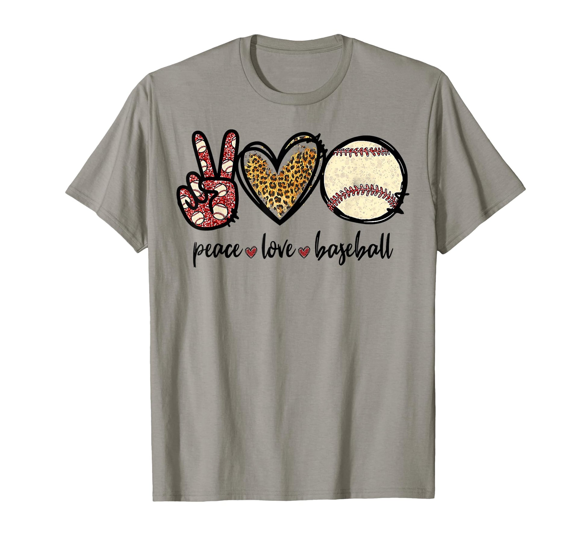 Peace Love Baseball Mom Leopard T-Shirt - Casual Everyday Wear Men Women - T-Shirt, Sweatshirt, Hoodie