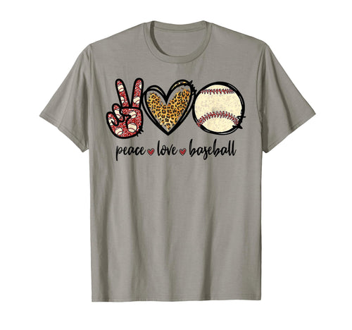 Peace Love Baseball Mom Leopard T-Shirt - Casual Everyday Wear Men Women - T-Shirt, Sweatshirt, Hoodie