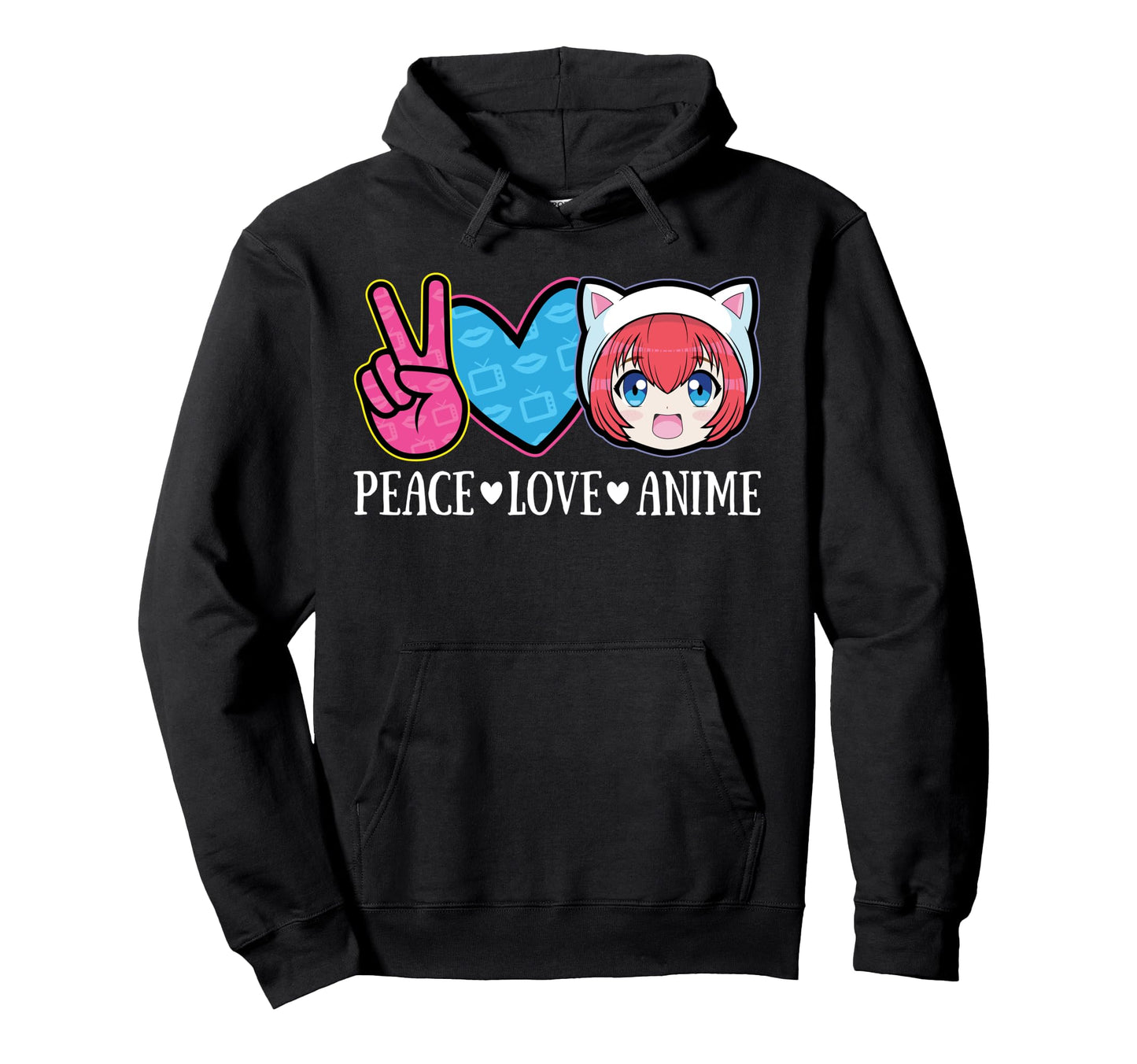 Peace Love Anime Japanese Inspired Hoodie - Custom Art Print for Adults - T-Shirt, Sweatshirt, Hoodie